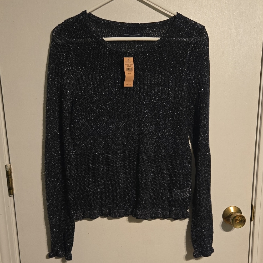 American Eagle Outfitters Shimmering Black Knit Top